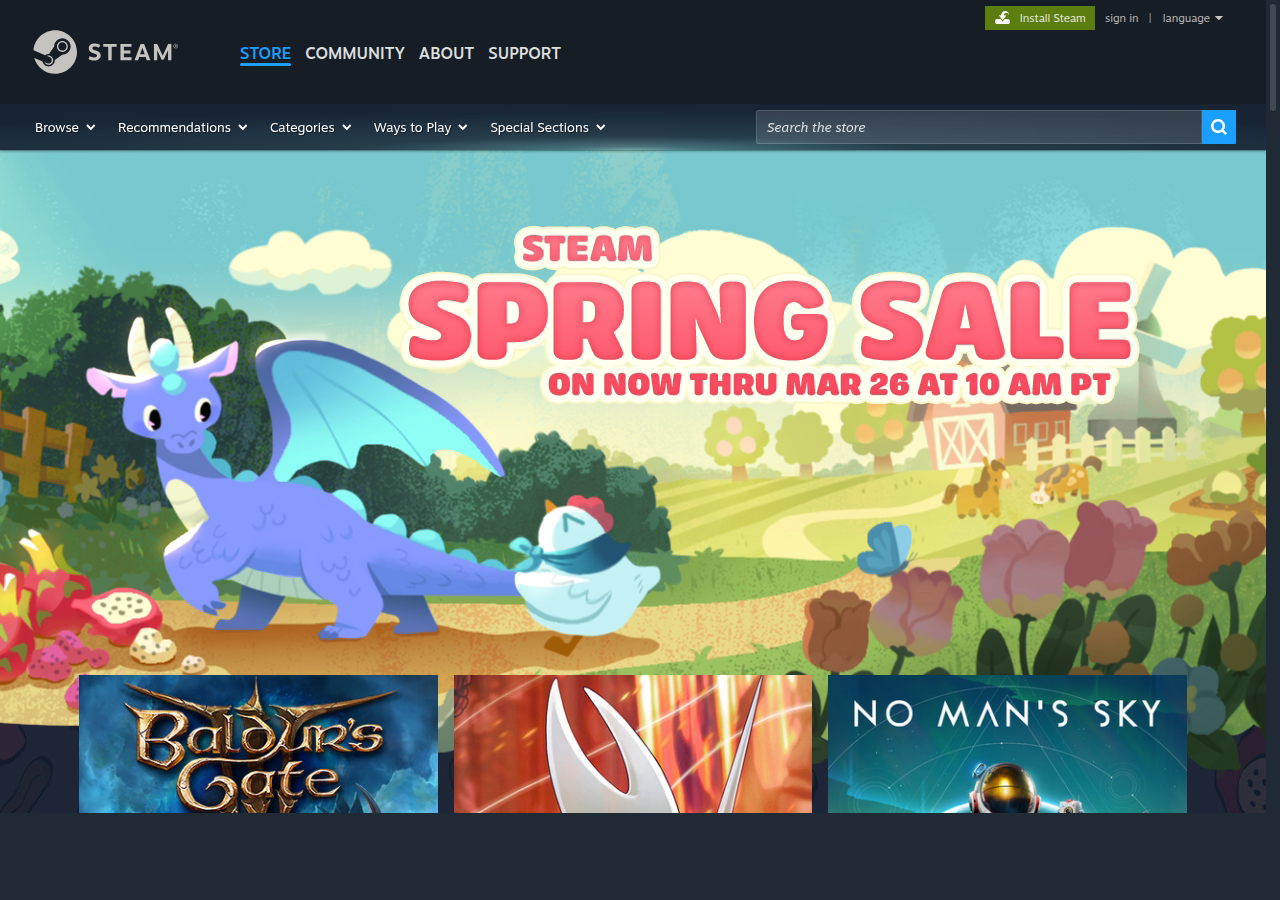 Магазин Steam — главная страница